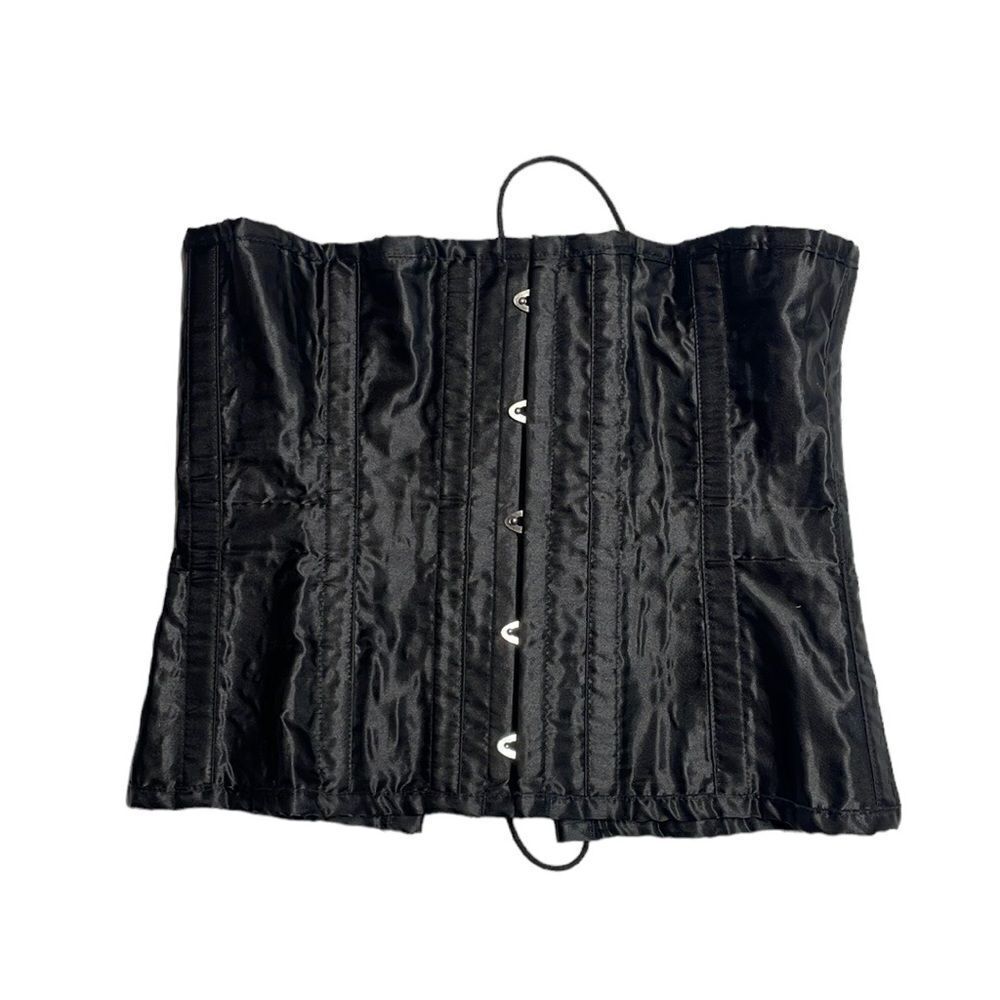 Vintage women’s satin lace up black corset size 30 L/XL